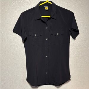 Women’s Black Short Sleeve Button Down Shirt